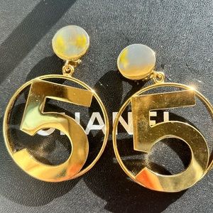 Chanel vintage number 5 clip on earrings